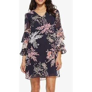 Vince Camuto Women's Chiffon Float Dress Navy/Pink Size 6